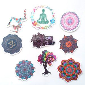 10 Yoga Mandala Stickers Lot Namaste Meditation Chakras Pilates